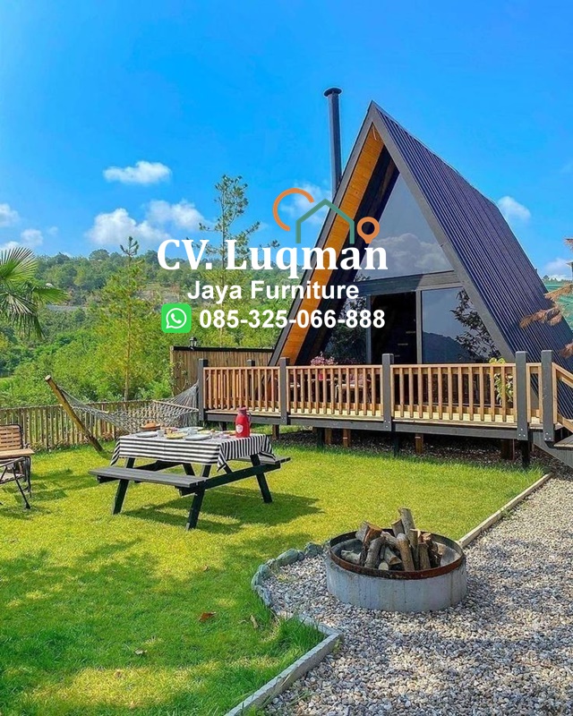 Rumah Kayu Glamping Teras depan Minimalis