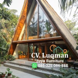 Rumah Kayu Segitiga Modern Jati Jepara