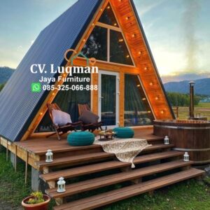 Rumah Kayu Glamping Minimalis Mewah Elegan