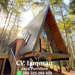 Rumah Kayu Glamping Minimalis 2 Lantai  Jati Jepara