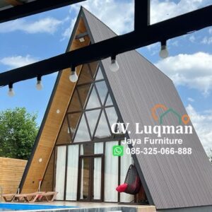 Rumah Kayu Minimalis Segitiga Luxury Jati Jepara