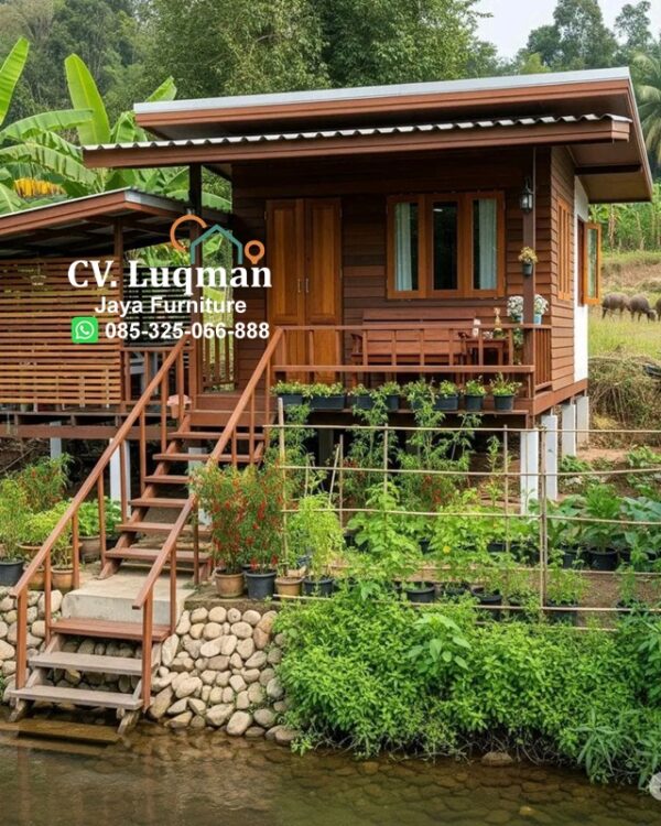 Rumah Panggung Unik Modern Kayu Jati