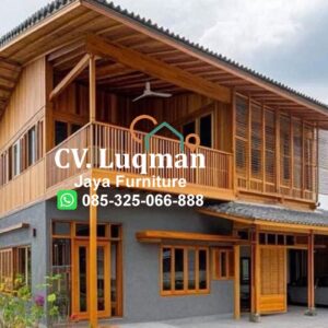 Rumah Panggung Kayu Jati Dua Lantai Modern