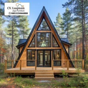 Jual Rumah Segitiga Kayu Jati – Desain Modern Elegan dan Fungsional