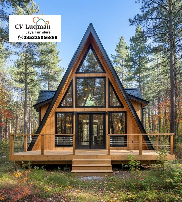 Jual Rumah Segitiga Kayu Jati – Desain Modern Elegan dan Fungsional