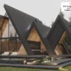 Villa Alpine A-Frame Modular Kontemporer Mewah dengan Fasad Hitam