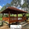 Gazebo Kayu Jati Panggung Atap Genteng – Saung Taman Jati Solid Minimalis