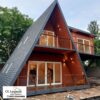 Rumah Kayu Segitiga 2 Lantai | Desain Villa Glamping dengan Rooftop