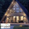 Rumah Segitiga A-Frame Kayu Jati Premium Estetik – Desain Glamour Minimalis
