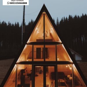 Villa Segitiga Full Kaca 2 Lantai | Desain Kabin Modern dengan Pemandangan 360°
