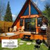 Villa Kayu Modern A-Frame Premium dengan Decking Teras Luas