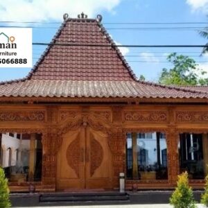 Desain Fasad Joglo Klasik - Dinding Gebyok Ukir Jati Mewah