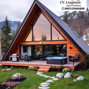Villa A-Frame Mewah "Teak Wood" - Perpaduan Desain Modern dan Kenyamanan