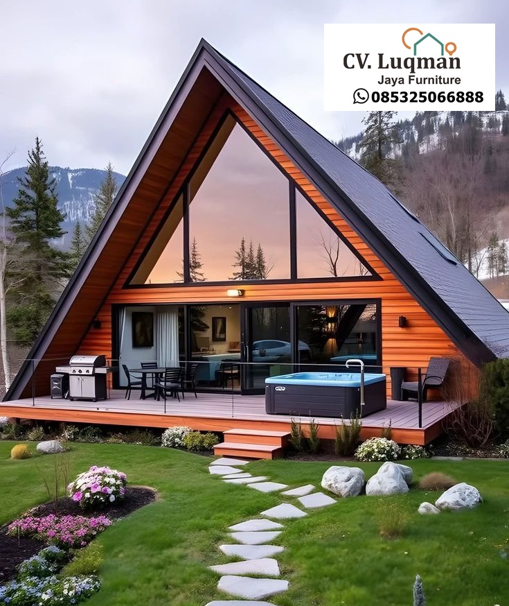 Villa A-Frame Mewah "Teak Wood" - Perpaduan Desain Modern dan Kenyamanan