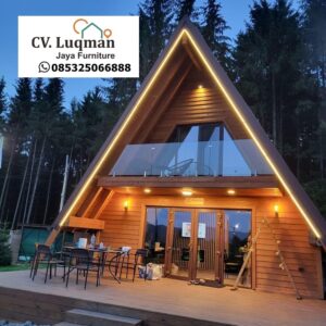 Rumah Kayu Segitiga 2 Lantai Kustom | Harga Terbaik untuk Villa dan Resort