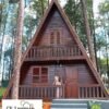 Jual Rumah Segitiga Kayu Jati Klasik | Desain Villa Glamping dengan Balkon