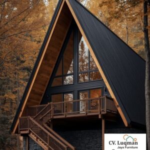 Rumah Segitiga Kayu Nordik Mewah "The Autumn Retreat" – Desain Modern dan Estetik