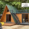 Rumah Segitiga Kombinasi Balkon & Rooftop - Kabin Modular Kontainer 2 Lantai Minimalis |