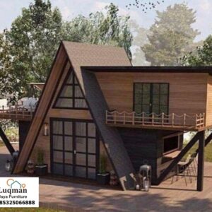 Rumah Modular Kombinasi Segitiga & Kotak: Desain Dua Lantai yang Inovatif