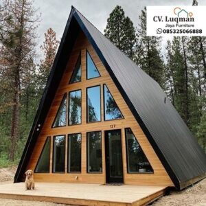 Rumah Segitiga Kayu Jati Modern Minimalis - CV. Luqman Jaya Furniture