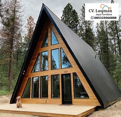 Rumah Segitiga Kayu Jati Modern Minimalis - CV. Luqman Jaya Furniture