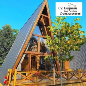 Rumah Segitiga (A-Frame) Kayu Jati: Vila Glamping Eksklusif Minimalis