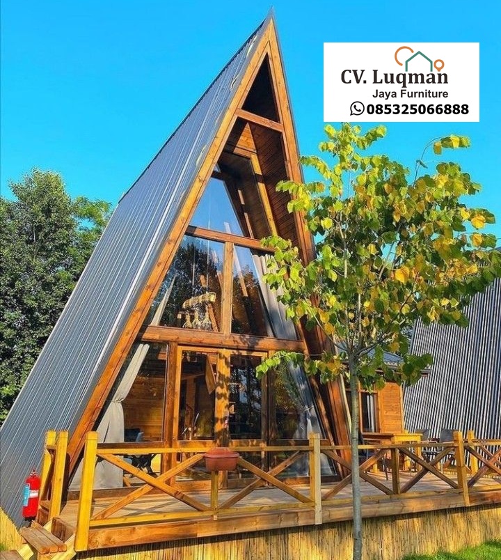 Rumah Segitiga (A-Frame) Kayu Jati: Vila Glamping Eksklusif Minimalis