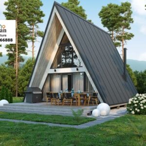 Desain Kabin A-Frame Minimalis Scandinavian - Cocok untuk Villa atau Glamping Mewah