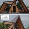 Unik dan Artistik! Desain Kabin A-Frame Jendela Geometris - Rumah Modular Kayu Modern untuk Glamping