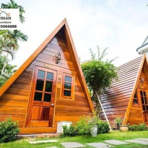 Jual Rumah Kayu Segitiga Rustic Compact – Homestay Segitiga Minimalis