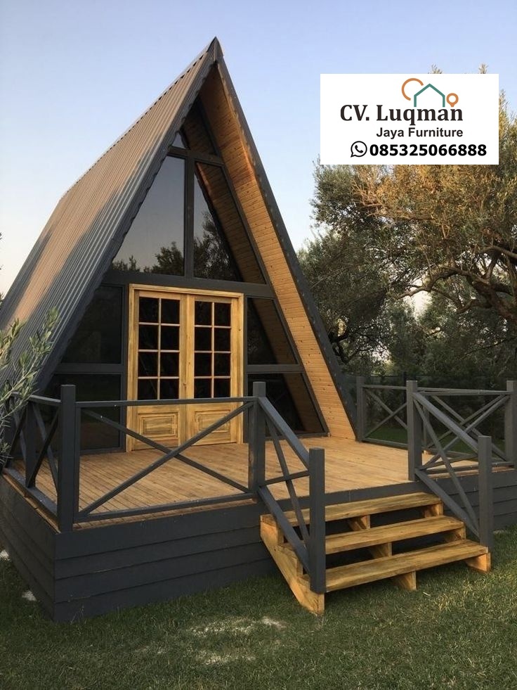 Rumah Kabin Segitiga (A-Frame) Mewah: Desain Kaca Panoramik