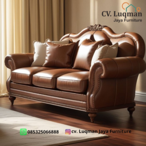 Sofa Kulit Sandaran Camelback dari CV. Luqman Jaya Furniture