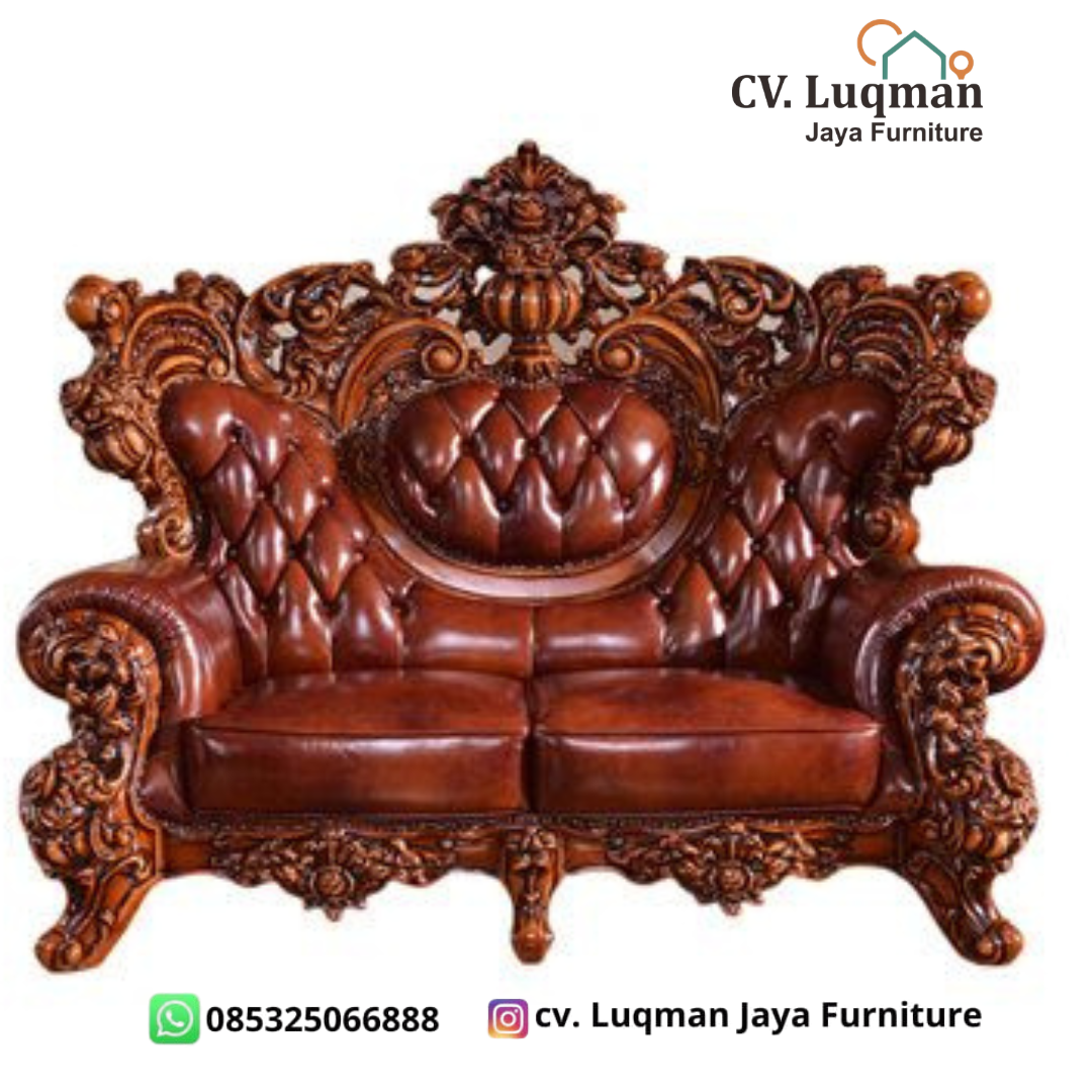 Mahakarya Sofa Kulit Ukir Jati: Simbol Kemewahan dan Kehormatan Ruang Tamu Anda
