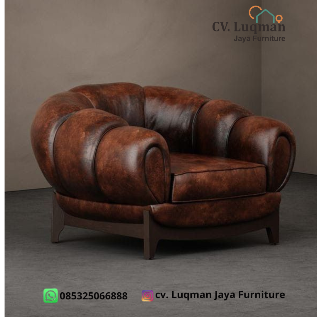 Sofa Single Croissant Leather Armchair dari CV. Luqman Jaya Furniture
