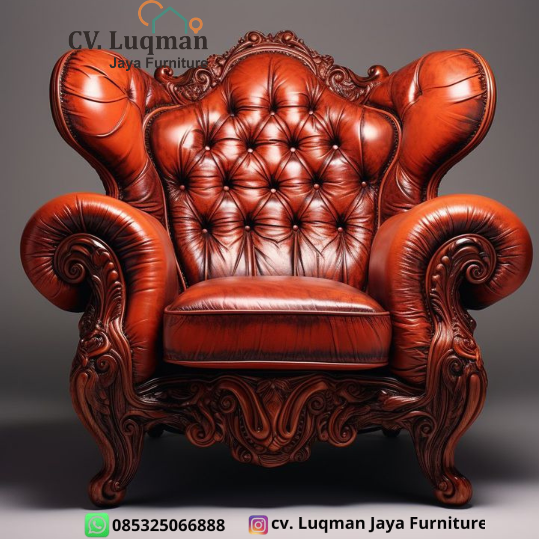 Sofa Wingback Carving Leather: Perpaduan Sempurna Ukiran Jati dan Kenyamanan Premium