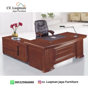 Meja Direktur L-Shape Kayu Jati Premium dari CV. Luqman Jaya Furniture