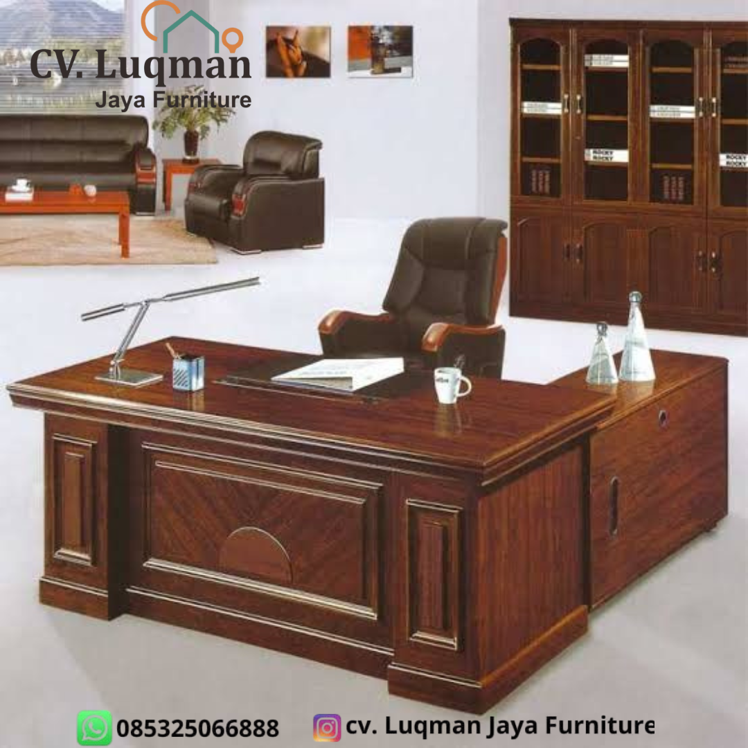 Set Meja Kayu Direktur Premium CV. Luqman Jaya Furniture!