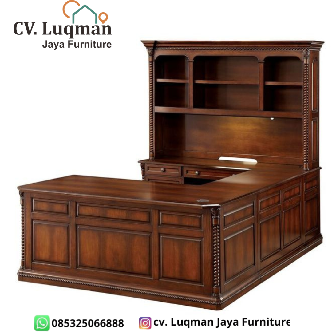 Meja Direktur U-Shape Klasik Lux dari CV. Luqman Jaya Furniture!