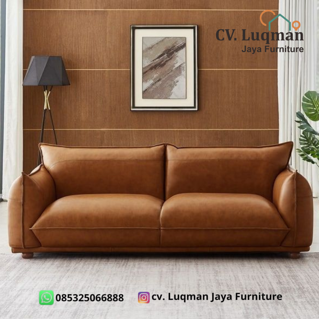 Sofa Kulit Cognac Eksklusif dari CV. Luqman Jaya Furniture