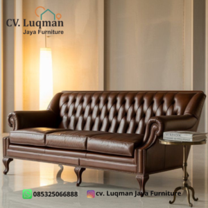 Sofa Chesterfield Klasik Royal - Mahakarya Kulit Sapi Asli dari CV. Luqman Jaya Furniture