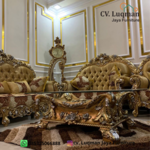 Mahakarya Furniture Royal Genesha_Sofa Mewah Kulit Sapi Asli dengan Ukiran Khas Jepara
