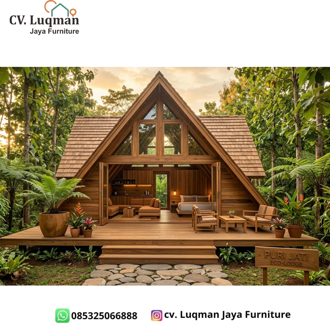 Rumah Kayu Segitiga Modern Premium 4x6 – CV. Luqman Jaya Furniture