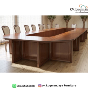 Meja Rapat U-Shape Besar Kayu Jati Mewah U-Shape