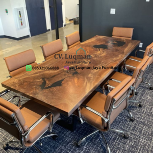 Meja Rapat Kayu Trembesi Solid CV. Luqman Jaya Furniture