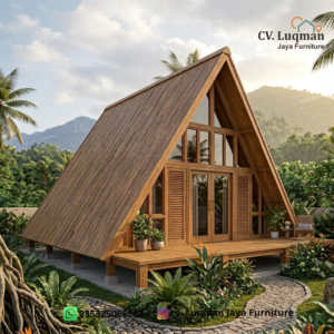 Rumah Kayu Jati Minimalis Segitiga Premium