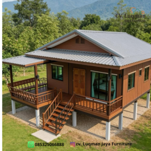 Rumah Kayu Jati Panggung Minimalis