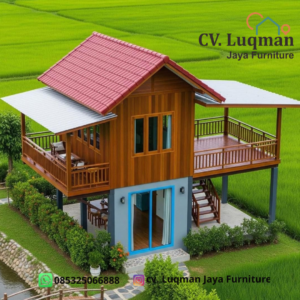 Rumah Kayu Jati Minimalis Modern Dua Lantai Karya CV Luqman Jaya Furniture