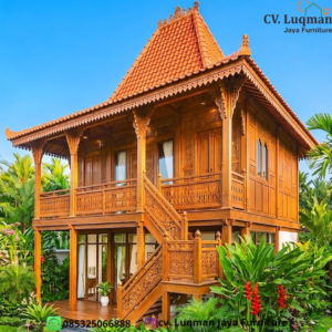 Rumah Kayu Jati Panggung 2 Lantai Mewah Minimalis Klasik