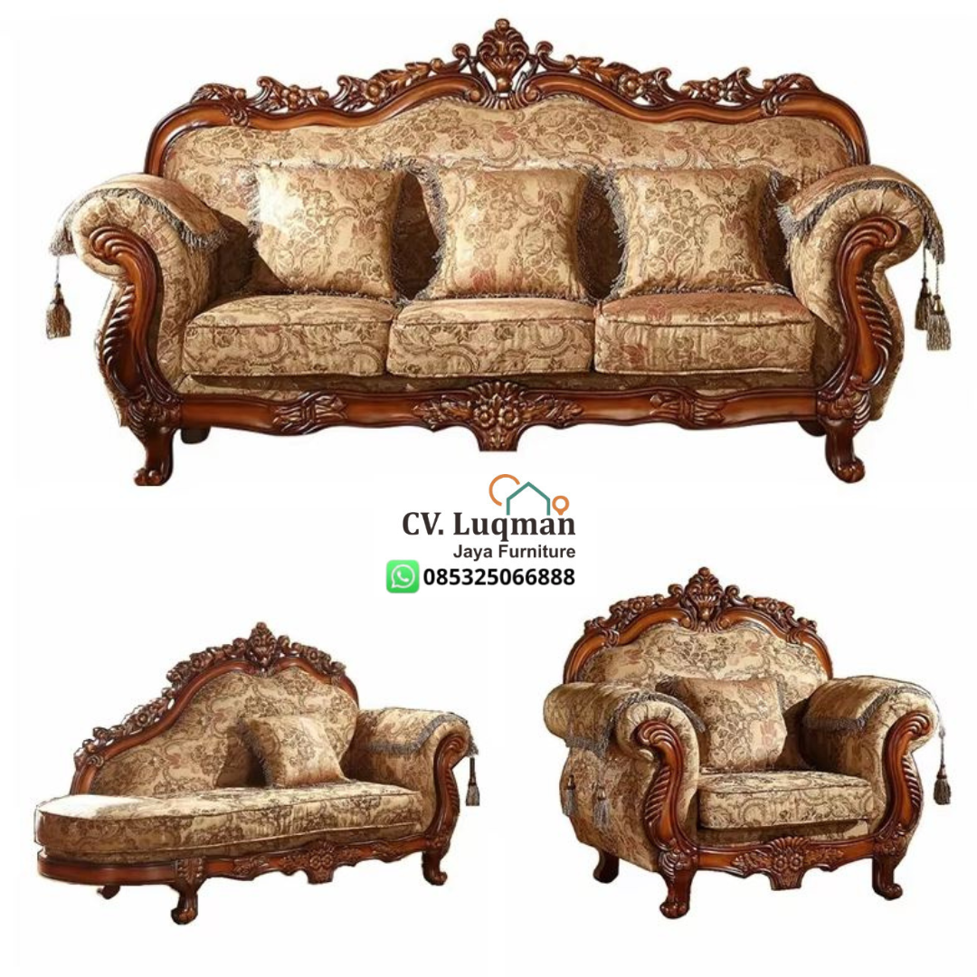 Sofa Tamu Ukir Mewah Klasik Premium