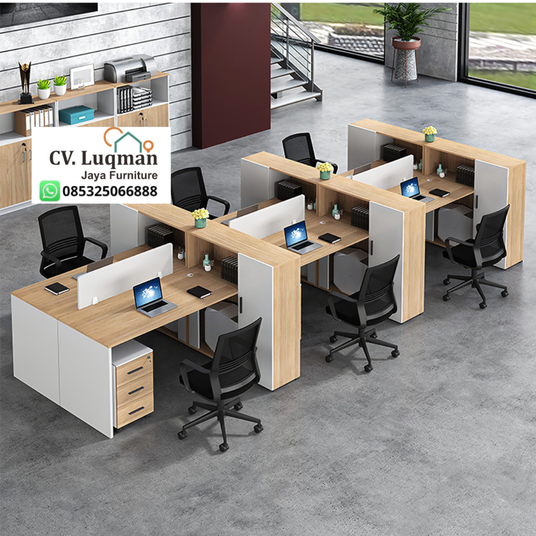 Meja Kantor Workstation 6 Seat Modern Minimalis